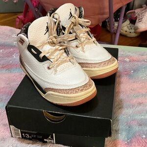 Jordan Kids White, Pink and Black Leather Sneakers